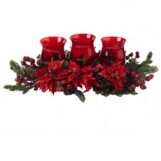 The Holiday Aisle Poinsettia and Berry Triple Candelabrum THDA4310